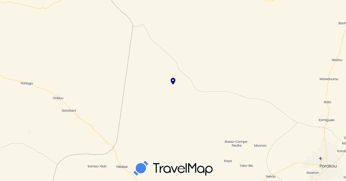 TravelMap itinerary: driving in Benin (Africa)